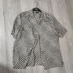 Zara Black and White Patterned Blouse